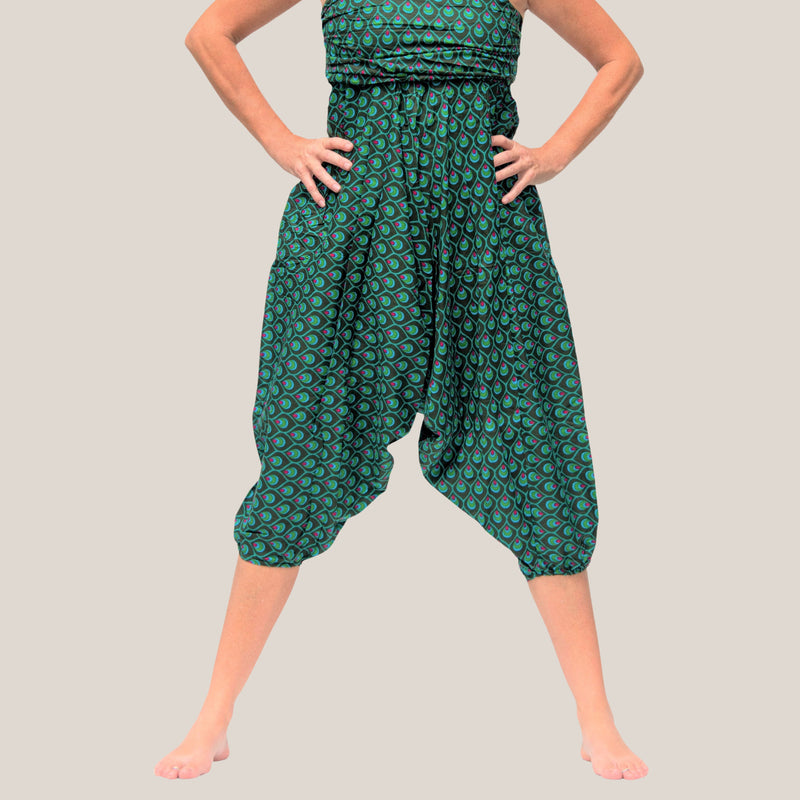 Green Peacock Feather - Yoga Pants, Harem Trousers & Jumpsuit