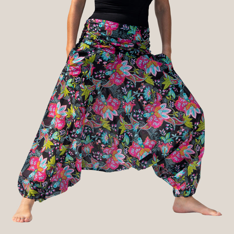 Black Mango Motif - Yoga Pants, Harem Trousers & Jumpsuit