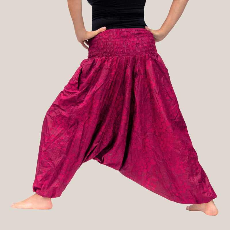 Dark Pink Flower Spiral - Yoga Pants, Harem Trousers & Jumpsuit