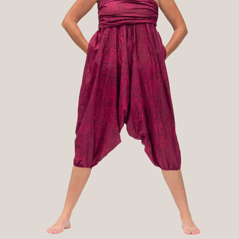 Dark Pink Flower Spiral - Yoga Pants, Harem Trousers & Jumpsuit