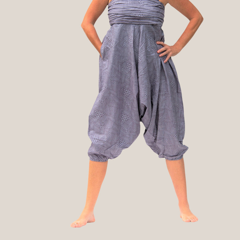 Grey Spotty Patchwork - Yoga Pants, Harem Trousers & Jumpsuit
