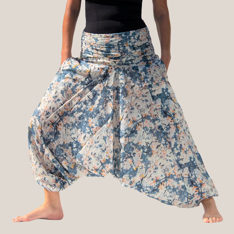 Patchwork Blue - Yoga Pants, Harem Trousers & Jumpsuit
