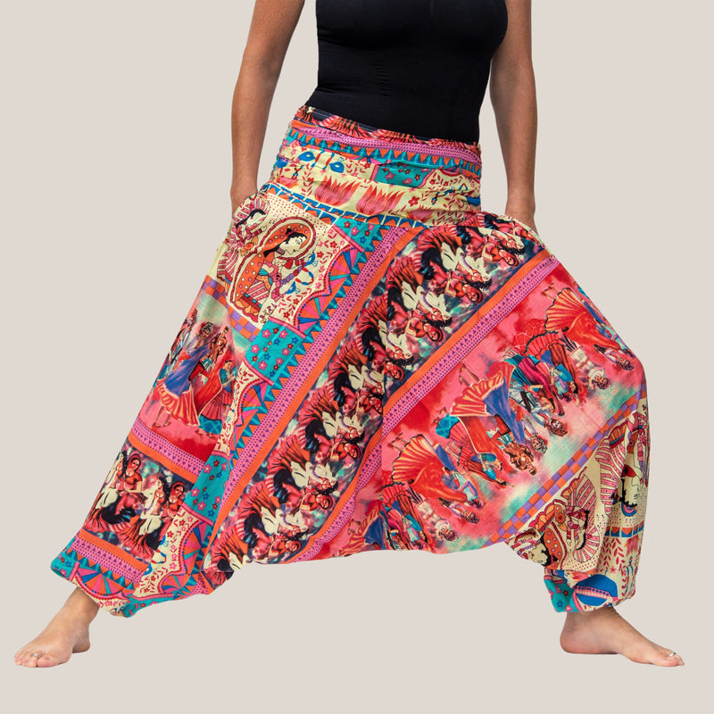 ZNU Womens Wide Leg Loose Harem Pants Indian Aladdin Boho Hippy Yoga  Trousers - Walmart.com