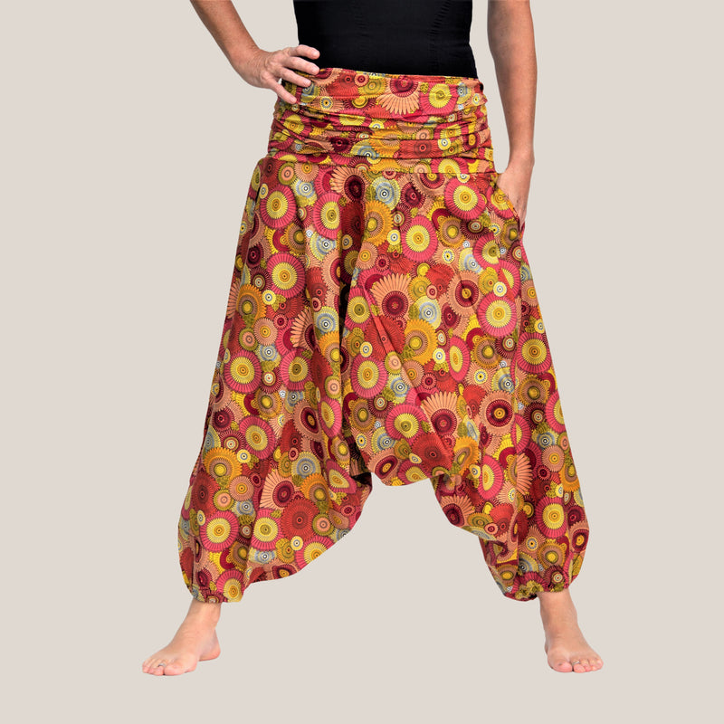 Pink Retro Flower - Yoga Pants, Harem Trousers & Jumpsuit