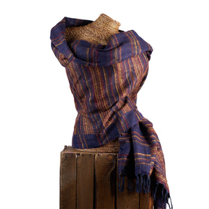 The Recycled Bottle Blanket Scarf - Striped Blue 10