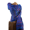 Soft Woven Recycled Acry-Yak Large Blue Shawl - 02