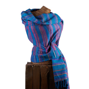 The Recycled Bottle Blanket Scarf - Striped Blue 44