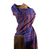 Soft Woven Recycled Acry-Yak Large Blue Shawl - 44