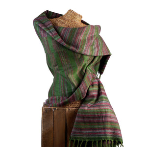 The Recycled Bottle Blanket Scarf - Striped Green 06