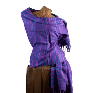 Soft Woven Recycled Acry-Yak Large Purple Shawl - 07