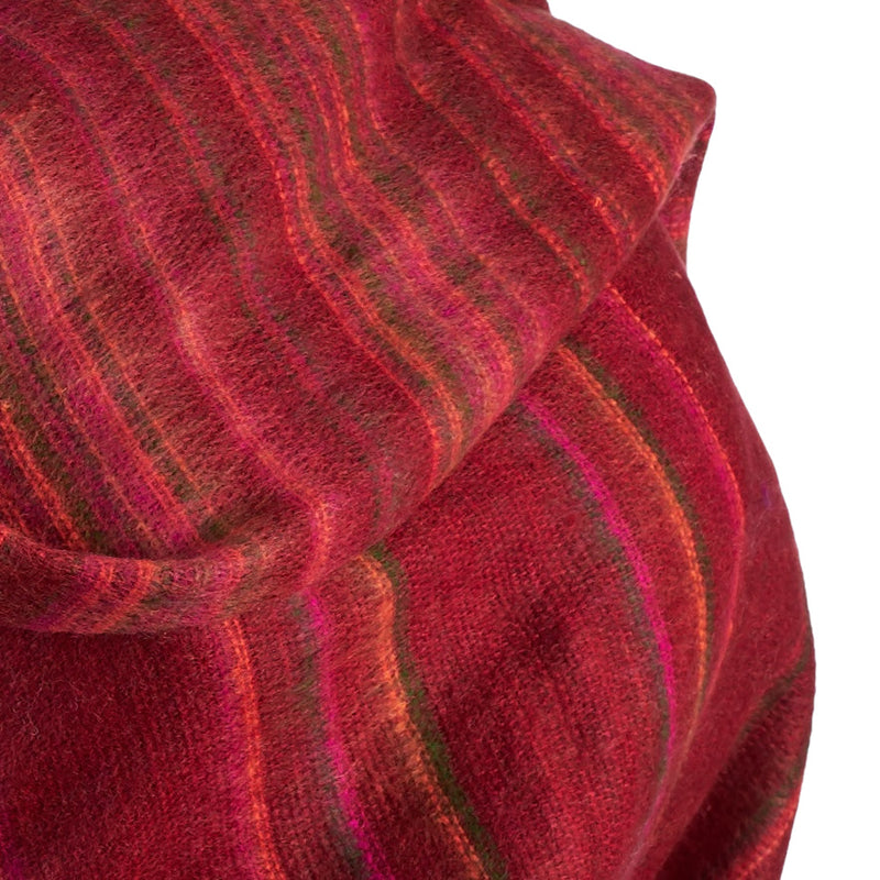 The Recycled Bottle Blanket Scarf - Striped Red 36