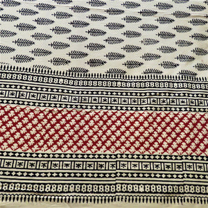 OMishka ethically handmade block print natural red and ecru patterned bed spread, cover and throw.