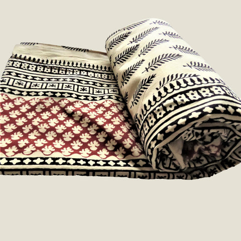 Pink Patterned Kantha Bed Cover & Throw - 16