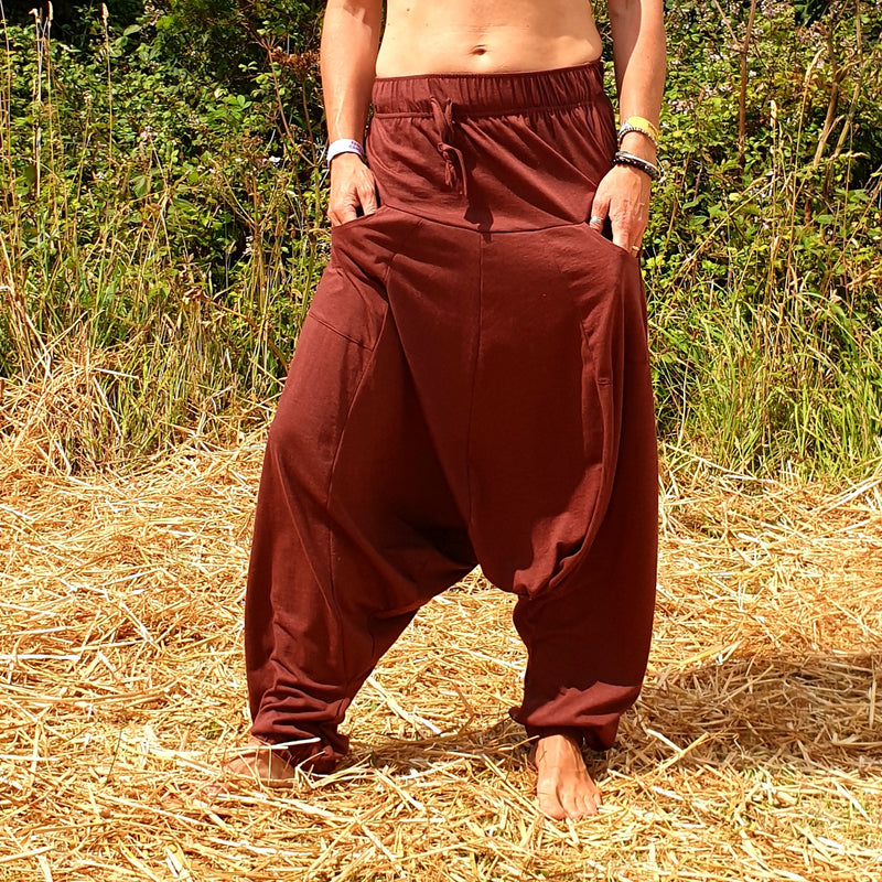 OMishka eco-friendly organic bamboo rust red yoga pants adjustable jumpsuit