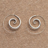 Handmade, nickel free solid silver, thickening shaped spiral hoop earrings designed by OMishka.
