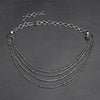 Silver toned white metal, layered four strand, subtle beaded, adjustable snake chain choker necklace designed by OMishka.