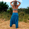 OMishka eco-friendly organic bamboo teal blue harem pants adjustable jumpsuit