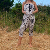 OMishka eco-friendly organic bamboo black and white tie dye yoga trousers adjustable jumpsuit