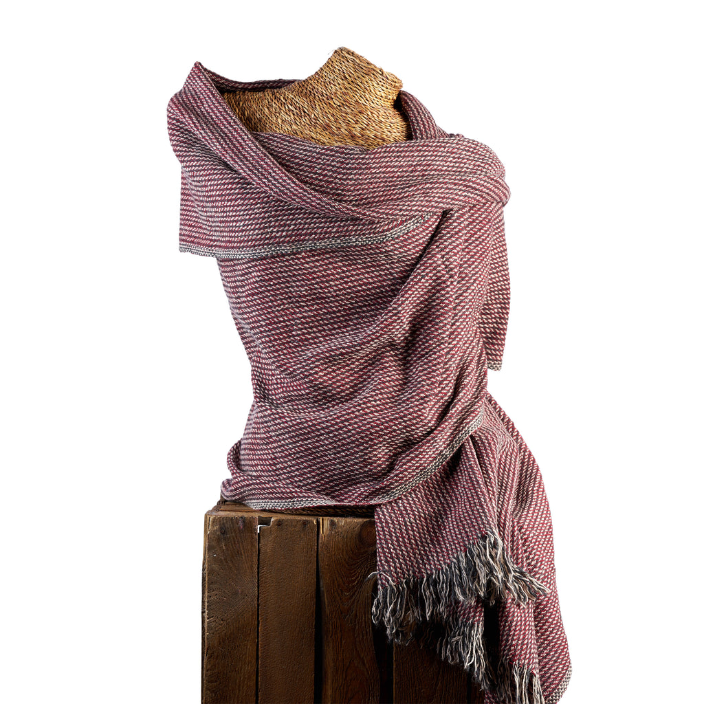 Red & Grey Bamboo Blanket Scarf