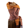 Soft Woven Recycled Acry-Yak Large Brown Shawl - 01