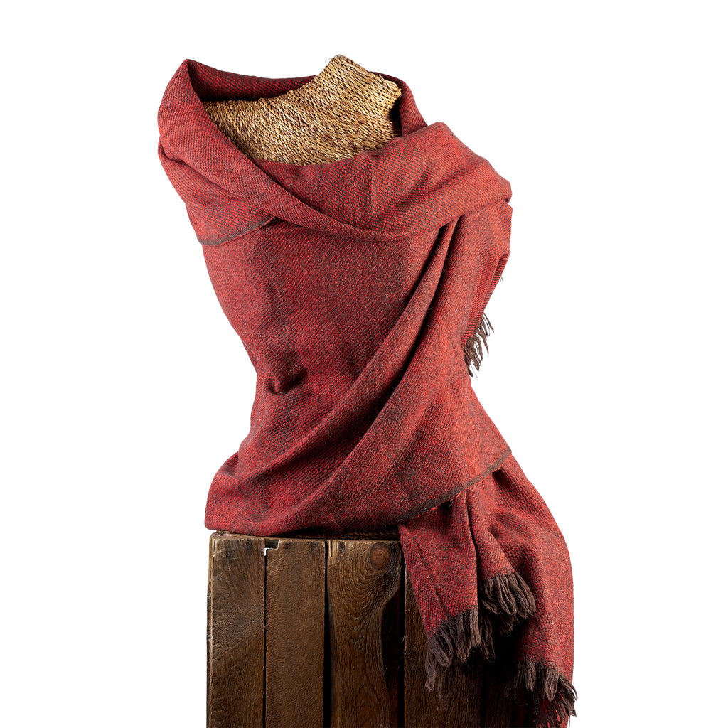 Red Bamboo Blanket Scarf - 08