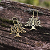 Dainty pure brass, tree of life drop hook earrings designed by OMishka.