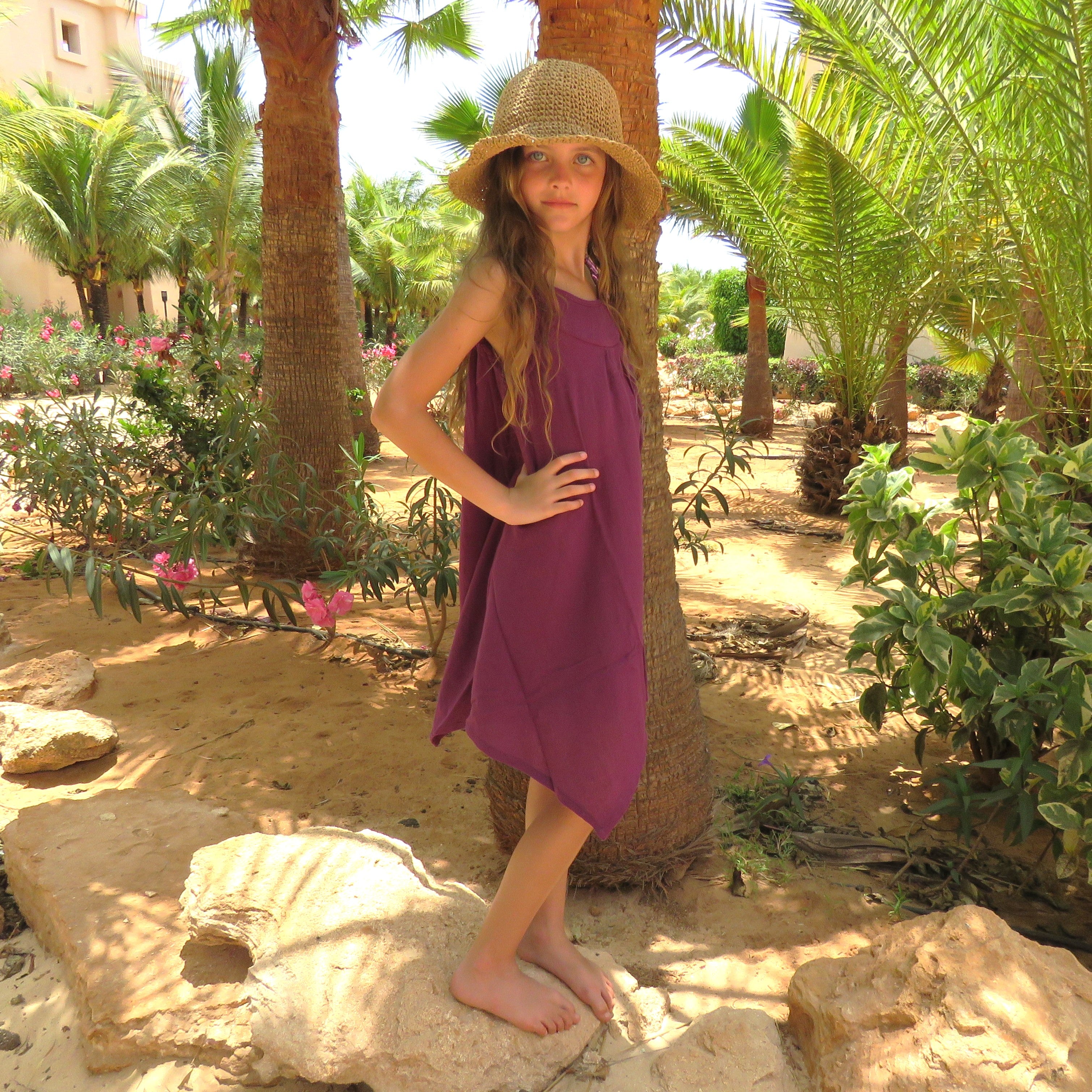 Kids' Purple Handkerchief Hem Dress Designed by OMishka