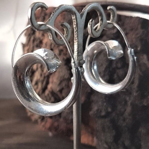 Pure Brass Fern Leaf Spiral Hoop Earrings